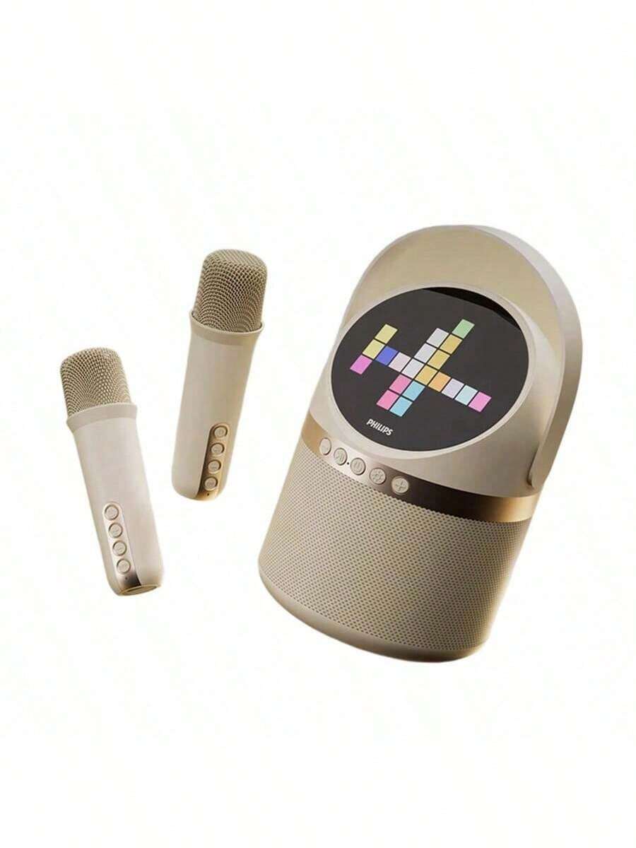 PHILIPS TAS2508 k歌麥克風音響一體麥克風 自帶音效卡家庭ktv音響組 藍牙無線音響 米白色 - 米白色 - 查看 1