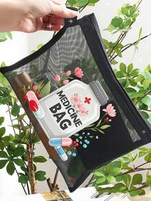 Mesh Makeup Bag,Outdoor Travel Offices Carry Small-Capacity First-Aid Kits Mesh Bag, Portable Medicine , First-Aid Kits And Pill Packaging Containers,With Pills, Nurse Letter,Medication ,Travel Pill Organizer Medicine Bag Medicine Organizer Medicine Storage Bag For Travel For Outdoor Travel Essentials First Aid Bag