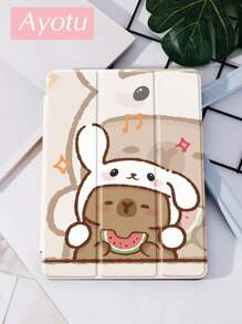 Ayotu Capybara, Watermelon, Cartoon Animal Pattern IPad Protective Case, Compatible With 10.2-Inch IPad (9th/8th Gen) 2021/2020, Compatible With 2022 Galaxy Tab A8 10.5-Inch, Compatible With Huawei MatePad 10.4/Tab, With Pencil Slot, Supports Auto Sleep/Wake Function, Fashionable Protective Cover - Multicolor - View 4