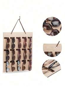 1pc/2pcs Sunglasses Storage Organizer Behind The Door, Wall Mounted Felt Glasses Storage Bag, Hanging Closet Eyeglasses Storage Holder, Eyewear Display Rack(Two Colors To Choose From)