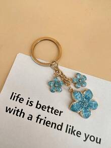 HAILIAN 1pc Alloy Material Sakura Flower Shaped Keychain Lightweight & Elegant Suitable Bag Pendant Car Keys Couples Birthday Holiday Gifts Bridesmaid Gifts Summer - 藍色 - 查看 8