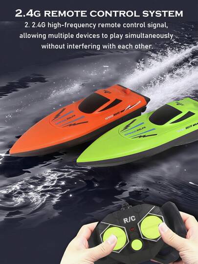 2.4G Electric Remote Control Boat Toy, Wireless Remote Controller High Speed Ship Model, Electric Remote Control Boat Floating Waterproof High Speed Simulated Electric Boat, Water Surface Small Boat Model, Simulated Paddle Remote Control Boat
