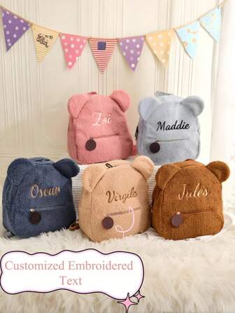 Customized Embroidery Name Teddy Bear Preschool Backpack | Customized Embroidery Name | Back To School Season Backpack | Teddy Bear Backpack Customized Backpack Personalized Children's Backpack - Plush Bear Backpack - Preschool Backpack - Embroidery Backpack - Children's Gift Customized Plush Teddy Bear Children's Backpack