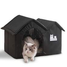 Foldable Dog Cat Kennel Waterproof Pet Shelter With Double Roof Design Elegant Insulated Warm Kennel For Small And Medium Dogs And Cats - Black - View 7