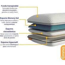 Emma Almohada Memory Adapt| Ajustable - Memory Foam| 70 x 40 cm.| 100 Noches de Prueba - 1 - Ver 2