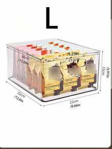 1pc Transparent Desktop Storage Display Box, Suitable For Storing Student Stationery, Snacks, Fruits, Toys, Cosmetics, Beauty Tools, Books, And Other Small Items In Home, Living Room, Kitchen, Cabinet, Drawer-Style Rectangular Multi-Purpose Storage Box