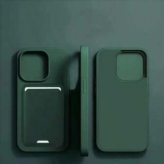 Luxuriöse einfarbige Handyhülle mit edlem Samt-Futter + einfarbiger Kartenfach, voller Kameraschutz, stoßfeste Handyhülle, kann Karten und Fotos aufnehmen, geeignet für iPhone 16, 16 Pro Max, 17/17 Pro Max, 15, 15 Pro Max, 11, 13, 12 und 14 Pro Max, ideal als Valentinstags-Geschenk für Freund oder Freundin