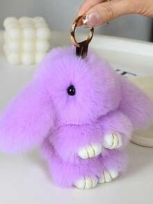1个钥匙扣,毛绒兔子钥匙扣,适用于女士包包挂钩、钥匙扣挂钩、手机DIY挂钩、背包挂钩,可爱逼真的水獭兔毛绒可爱兔子钥匙扣,兔子配件,包包配件,汽车钥匙扣挂钩 - 彩色 - 查看 18