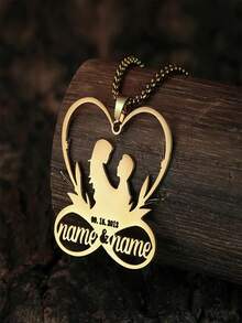 Customized Name Couple Necklace, Romantic Love Pendant, Stainless Steel Personalized Jewelry, Perfect Valentine's Day Gift