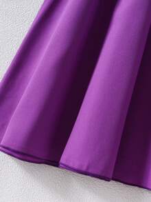 Girls' Floral Patchwork Ruffle Hem Half-Turtleneck Vacation Elegant Dress, Spring/Autumn - Purple - View 11