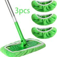 1/3/6片优质超细纤维拖把垫 - 长约25.4厘米，宽约11.5厘米，配有弹性可折叠可重复使用的拖把头，可水洗耐用的拖把布，适用于高效干湿清洁 - 彩色 - 查看 18