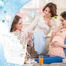 20 件法式预测宝宝熊 - 有趣的性别揭示游戏与问题 - 带有熊和幼崽的糕点设计 - 带有签名空间的法式卡片 - 送给准父母的珍贵纪念品 - 彩色 - 查看 9