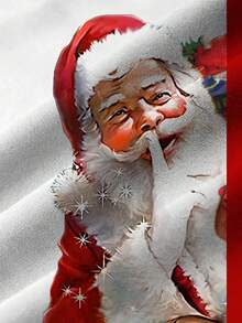 圣诞老人条纹印花男士纽扣口袋短袖衬衫 - 紅色 - 查看 7