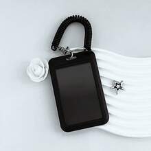 1 peça porta-cartão de identificação preto minimalista, protetor de cartão de foto para fãs de Kpop SVT, serve para mini fotos de 3 a 3,5 polegadas, chaveiro, pingente de bolsa, identidade de estudante, cartão de campus, cartão de refeição, armazenamento de cartão de acesso