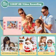 2.4" Kids Instant Camera, 1080P HD, Comes With Stickers And 3 Rolls Of Photo Paper, Suitable For Boys And Girls 6+ Years Old, Perfect Gift For Children On World Cup, Valentine's Day, New Year. Birthday - Multicolor - View 10