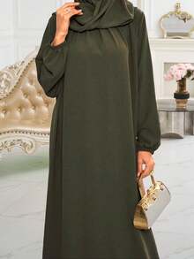 1pc Soft & Breathable Loose Casual Abaya Dress, Suitable For Muslim Women's Daily Wear, Applicable For Spring, Summer, Autumn - Multicolor - View 14