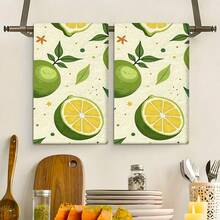 2/4 Paños de cocina con estampado de limón, paños de microfibra súper absorbentes y modernos, paños de té para cocinar y hornear, trapos de limpieza, toallas de mano, muy suaves y absorbentes, decoración de cocina, regalos para vecinos, madres, cumpleaños, inauguración de la casa para amigos, artículos esenciales de cocina, necesidades diarias