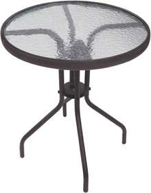 Mesa Circular Centro de Vidrio Templado Estructura de Acero Mesa compacta para Exteriores terraza jardín balcón de 60cm Inside Outside Round Table - 1 - Ver 1