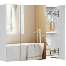 VASAGLE Armario de Pared para Baño con Espejo, 3 Puertas, 15 x 60 x 55 cm, con Estantes Ajustables, Blanco MBBK22WTV1 - 1 - Ver 2