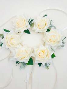 6pcs Romantic Rose Wrist Corsage, Suitable For Wedding, Party,Elegant Accessories Valentine's Day Accessories - Multicolor - View 5