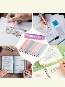 12 kwadratowych zakreślaczy Morandi Aesthetic Square, rotacyjne zakreślacze kolorów, marker fluorescencyjny, nieblaknący, płynne pisanie, delikatny i miękki marker z końcówką ściętą, nie rozmazuje się, szybko schnie, używany do notatek w kalendarzu, artykuły papiernicze do szkoły, wybór technologii produkcji, powrót do szkoły, losowy kolor i styl