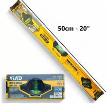 Nivel magnético de 50cm, burbuja de alta precisión con regla, herramienta esencial para construcción y carpintería, fácil de usar, medición exacta, resistente y duradera - Amarillo - Ver 1