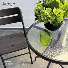 Mesa Circular Centro de Vidrio Templado Estructura de Acero Mesa compacta para Exteriores terraza jardín balcón de 60cm Inside Outside Round Table - 1 - Ver 4