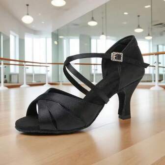 Women Dance Shoes, Heels Latin Dance Sandals Indoor ,Satin Professional Ballroom Wedding Parties Salsa Practice Performance Dance Shoes High Quality Satin Upper, Soft & Silky.