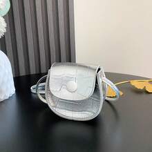 Borsa a tracolla di forma di rossetto alla moda per donna, portamonete in pelle goffrata effetto coccodrillo - A - Visualizzare 8