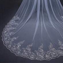 118inx118in Bride Wedding Lace Veils Long Cathedral Veil Soft Tulle Bridal Veils With Comb, Photographing Studio - Multicolor - View 3