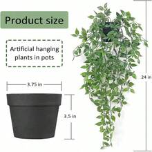 2pcs Artificial Hanging Plants Fake Small Potted Plants Faux Mandala Vines Plastic Greenery Plants For Living Room Shelf Tabletop Decor - Green - View 3