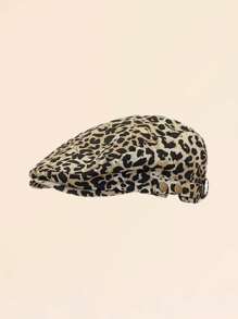 1pc Unisex Fashionable Dual-Color Adjustable Brimmed Hat, Animal Print Design (Leopard, Cow) Made Of Polyester Fiber, Suitable For Spring, Summer, Autumn, Back To School, Casual Wear, Party