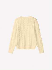 FOR BEAUTY Women's Solid Color Minimalist Twist Knit Sweater, Stylish Geeky Vibe, Suitable For Graduation Season, Back To School, Spring/Summer, Carnival, Valentine's Day, New Year - Apricot - View 9