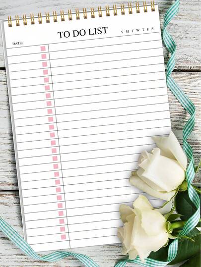 1pc Minimalist To-Do List Planner Notebook, A5 Undated Spiral Bound Daily Task Journal With Simple Checkbox Layout, Weekly Tracker And Date Section, Suitable For School, Office Or Home Use, School Supplies, Office Desk Accessories, Gift For Men & Women