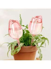 5pcs/Set Pink Tulip Plant Watering Globes, Suitable For Indoor And Outdoor Plants, Automatic Plant Drip Irrigator And Self-Watering - Multicolor - View 9