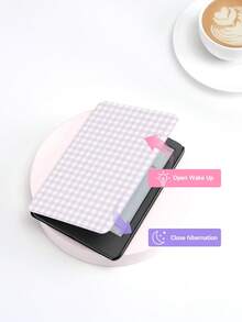 Summer Cooling Purple Plaid Pattern Tablet Case Compatible With Kindle NK 11/Kindle Paperwhite 5, IPad (A16) 11 Inch 11th Generation 2025, IPad 10.2 Inch 10th Gen, Auto Wake/Sleep Function, Slim & Lightweight, Perfect Fit Protection