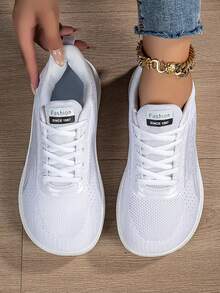 Zapatos deportivos casuales de talla grande con ajuste amplio para mujeres, con cordones, transpirables y ligeros