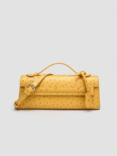 1pc Ostrich Pattern PU Handbag, Multifunctional Shoulder Bag, Crossbody Bag For Women, Suitable For Daily Fashion Matching And Outings, Ideal Choice For Valentine's Day, Comfortable And Fashionable, Stylish Handbag, Personalized Gift Choice, 2025 Accessory, Fashionable Style Suitable For All Occasions, Affordable Luxury Feel, Rebellious Party Bag, Very Suitable For Parties, Weddings, Balls, Dinners/Banquets, Elegant Ladies Bag, Yellow
