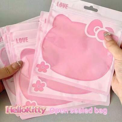 Sanrio Hello Kitty Pink Self-Sealing Bags, Cookies/Snacks/Candy/Jewelry/Gift Dust-Proof Airtight Storage Bags Set | Cute Cartoon Gift Bags, Cosmetic Packaging Bags, Pink | Suitable For Gifts, Souvenirs, Picnics, Back To School, Valentine's Day