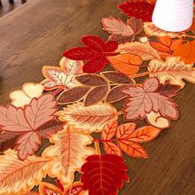 Polyester Tablecloth. Christmas Themed Tablecloth, Christmas Embroidered Decor, Snowflake Pattern Tablecloth, Hollow-Out Tablecloth, Room Party Decoration - Orange - View 4