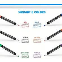 Dry Erase Markers - 6 Count Colorful Magnetic Dry Erase Markers Fine Tip With Eraser, Low Odor Whiteboard Markers Calendar Boards - 6+數量+6+顏色 - 查看 3