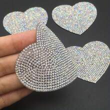 1 pièce Patchs en forme de cœur avec strass scintillants, appliques, patchs thermocollants pour vêtements, chapeaux, sacs, décoration de la Saint-Valentin, été, école