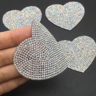 1 pieza Parche con forma de corazón con brillantes de rhinestone, aplique, parche termoadhesivo para ropa, sombreros, decoración de bolsos para el Día de San Valentín, verano, escuela