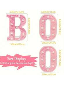 3pcs Halloween LED Lighting "BOO" Letter With Pink Glitter - Battery Powered Indoor Decor, Halloween Party Supplies Set, BOO Decoration, Illuminate Boo Sign, LED Letter Halloween Light Decor, Pink Halloween Home Tabletop Party Supplies, Suitable For Fireplace, Party Table - Durable Plastic, Batteries Not Included, Halloween Decoration, Spooky Style, Shiny Effect, Lightweight Home Decor, Fireplace Decor, Holiday Atmosphere, 2D Flat