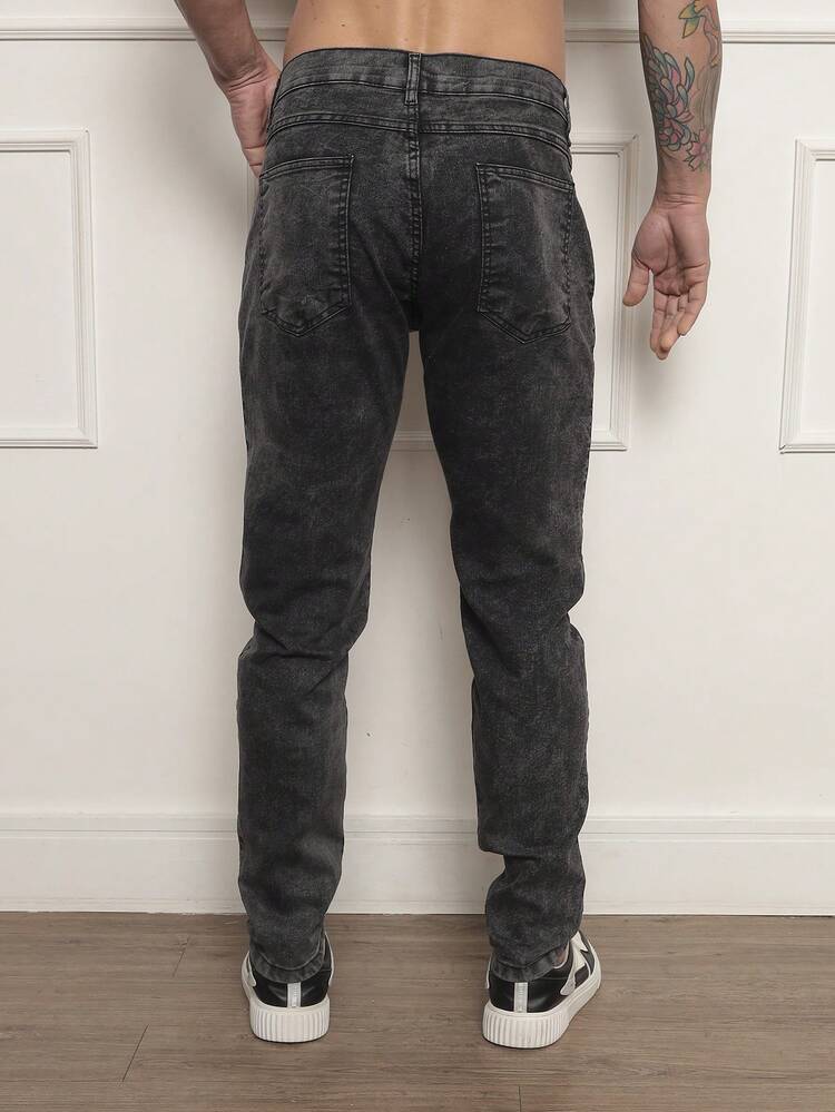 Calça Jeans Masculina com Bolsos Azul Médio com Elastano Skinny Festas Final de Ano - fumaça cinza - Visão 5
