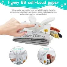 耐用的青少年布书，带 3D 尾巴 - 互动、耐咬、发声，适合早期学习和认知发展 - 完美的青少年礼物，灰色/白色 - 彩色 - 查看 12