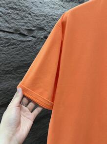 SU ER Men's Fashionable Printed Loose Short Sleeve T-Shirt | Exquisite Design | Summer Essential | Easy To Match, Showcasing Your Style - Orange - View 3