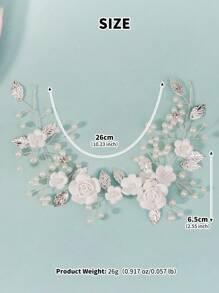 1 pieza Peine para el cabello con perlas y rhinestones, accesorio de boda nupcial elegante y sencillo, accesorio para el Día de San Valentín - Plateado - Ver 7