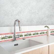 1 Roll Romantic Self-Adhesive Wallpaper Border, Pink & White Floral Pattern, Peel And Stick Border Trim, 4.72 X 118.11 Inch, Waterproof Home Decor, Removable Border Sticker, Concealer Strip, For Kitchen Door Frames Mirror Edges, Bohemian Room Decor