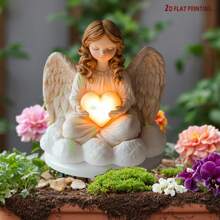 Angel Garden Stake | Acrylic Memorial Sculpture - Eternal Light Olive Branch Heavenly Garden | No Electricity Required, Weatherproof Four Season Art For Mother's Day Cemetery Decoration, Easter Paradise Garden Decor, Comfort Courtyard Lawn Insert